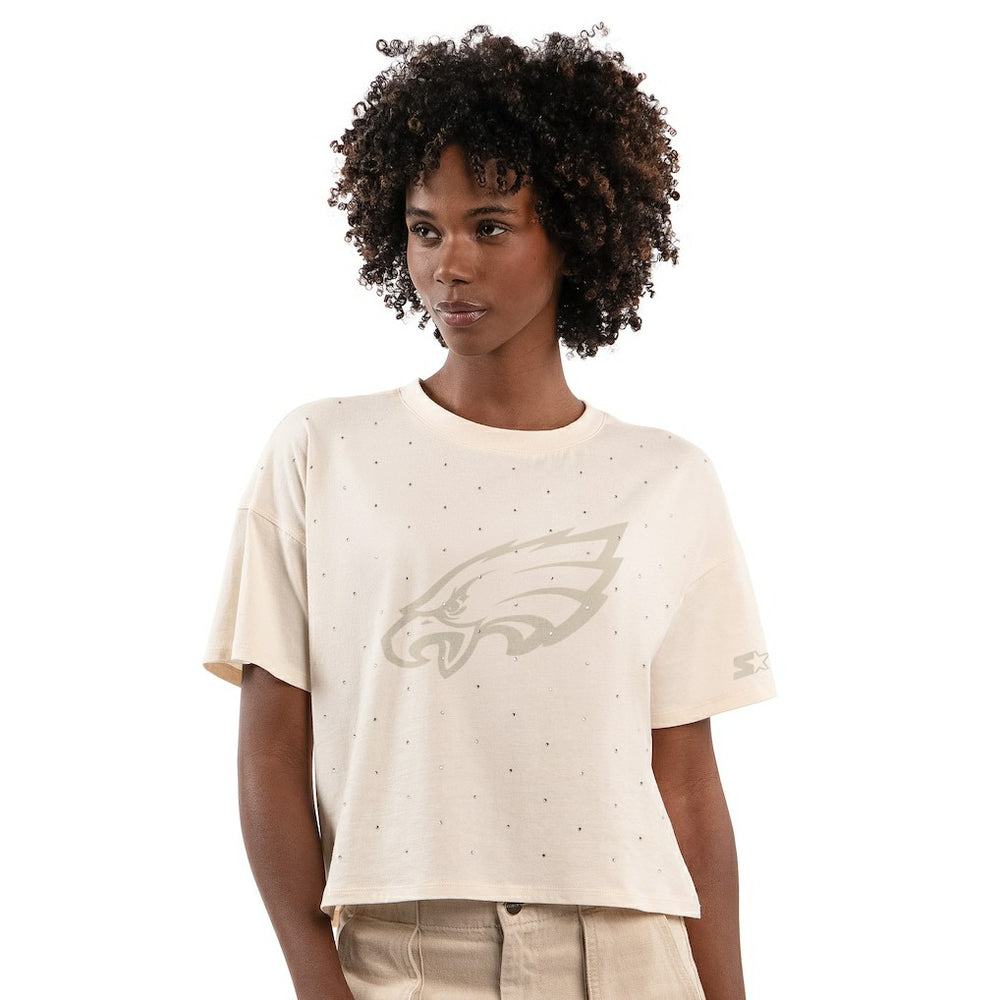 Starter Women's Rhinestone Sprinkle Boxy Cropped T-Shirt - Philadelphia Eagles