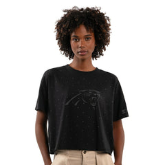 Starter Women's Rhinestone Sprinkle Boxy Cropped T-Shirt - Carolina Panthers