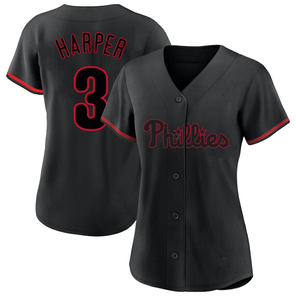 MLB Bryce Harper Philadelphia Phillies Profile Women's Plus Size Player Name & Number Fashion Jersey