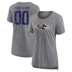 Women's Heritage Custom Name & Number Tri-Blend T-Shirt - Baltimore Ravens