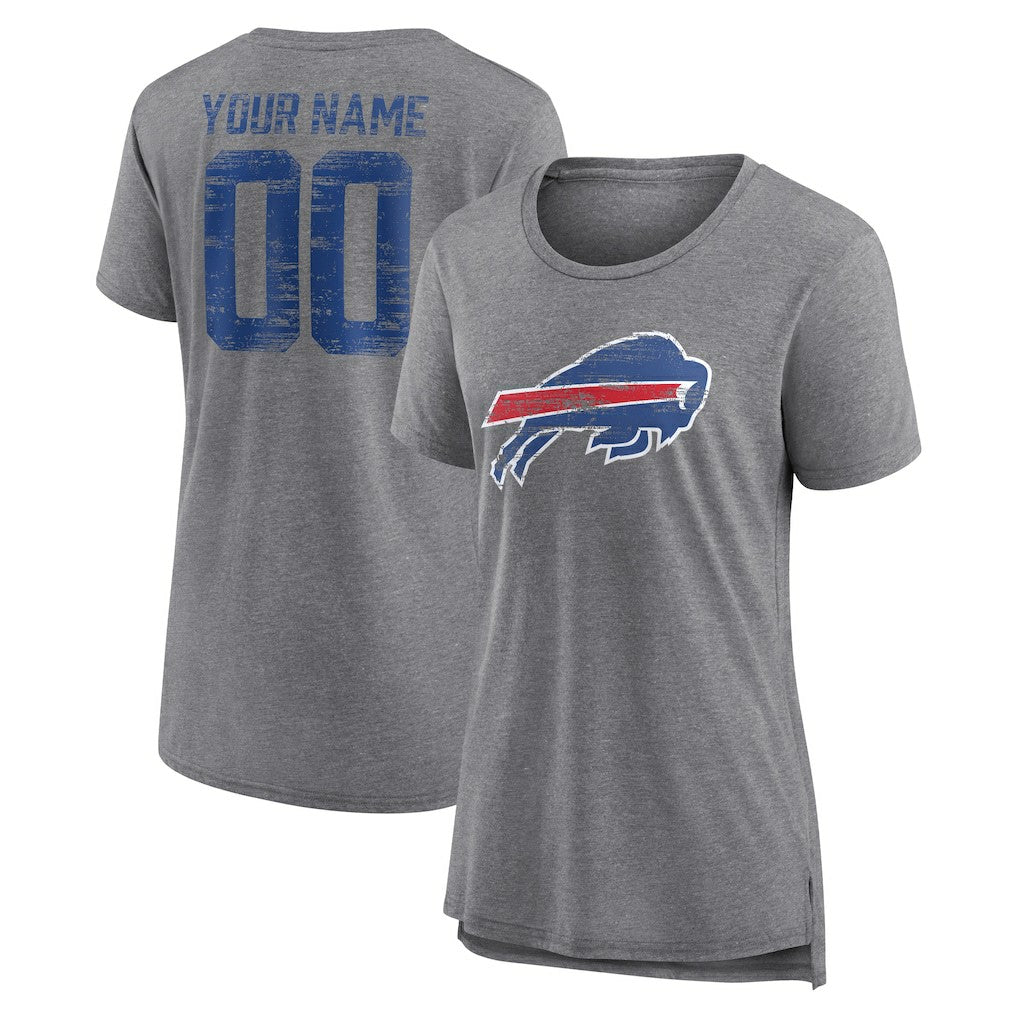 Women's Heritage Custom Name & Number Tri-Blend T-Shirt - Buffalo Bills