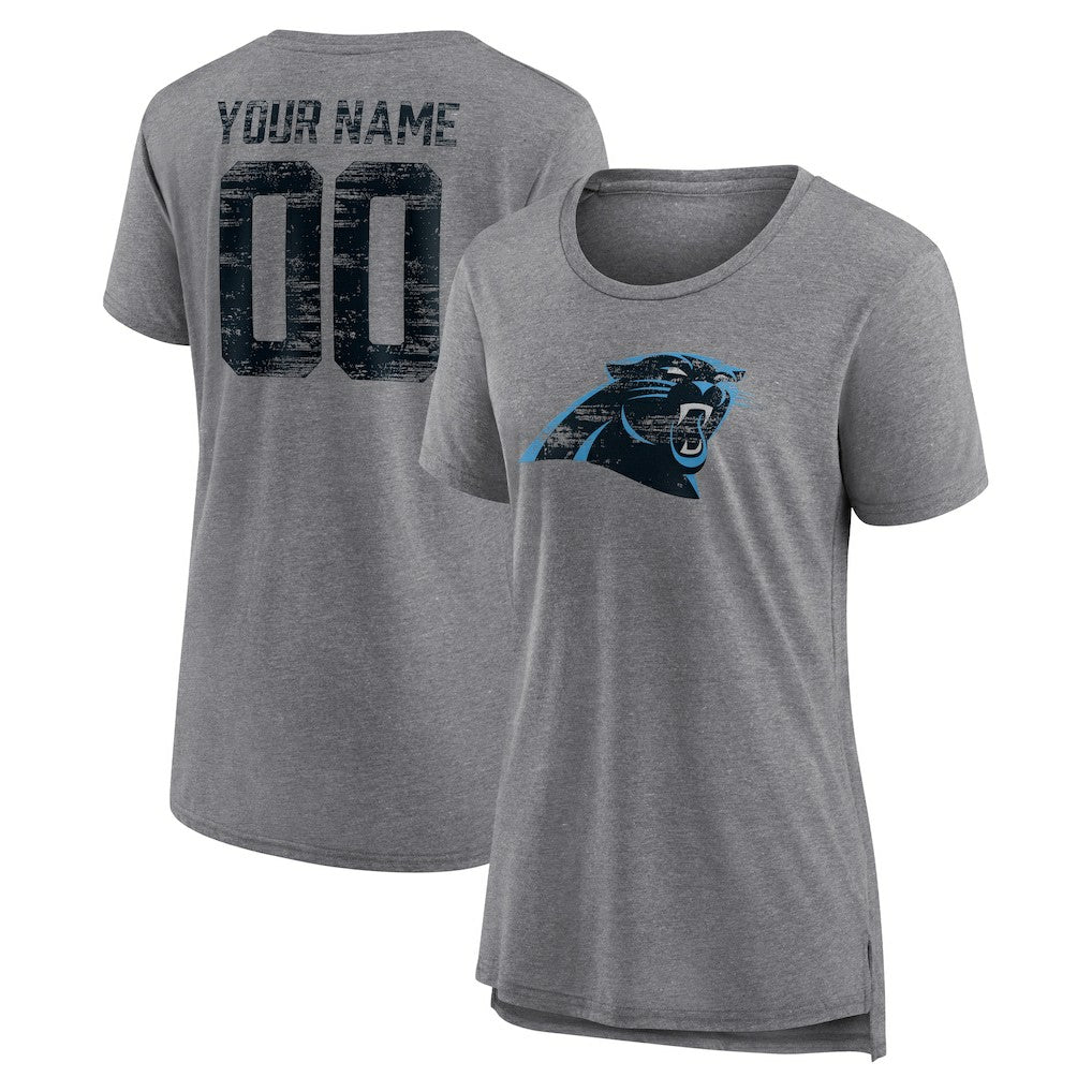 Women's Heritage Custom Name & Number Tri-Blend T-Shirt - Carolina Panthers