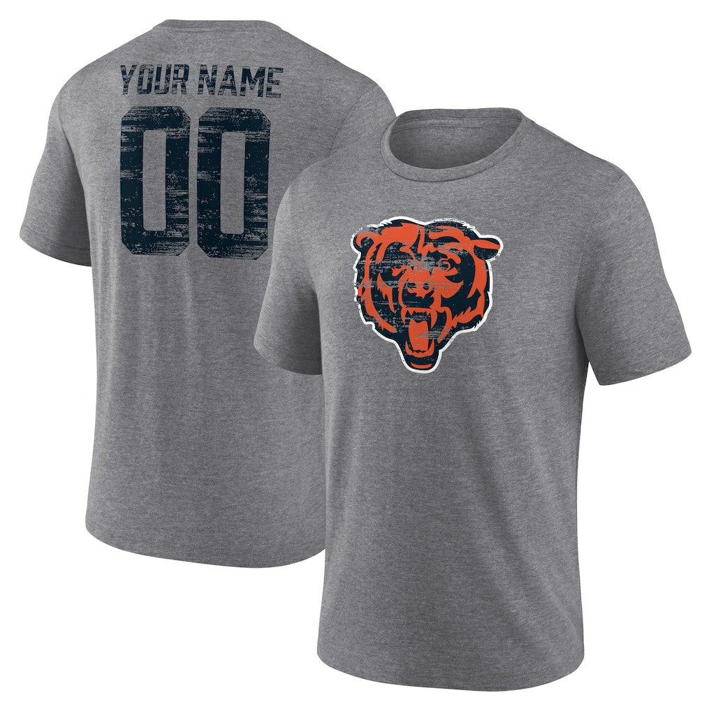 Heritage Custom Name & Number Tri-Blend T-Shirt - Chicago Bears