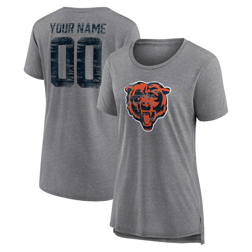 Women's Heritage Custom Name & Number Tri-Blend T-Shirt - Chicago Bears