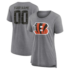 Women's Heritage Custom Name & Number Tri-Blend T-Shirt - Cincinnati Bengals