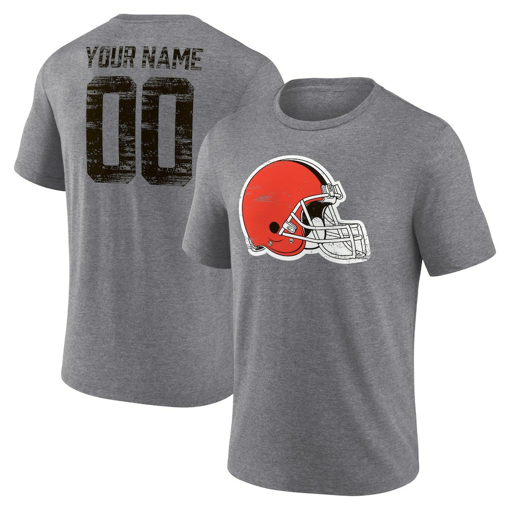 Heritage Custom Name & Number Tri-Blend T-Shirt - Cleveland Browns