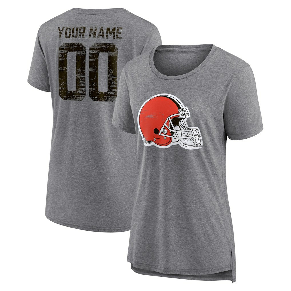 Women's Heritage Custom Name & Number Tri-Blend T-Shirt - Cleveland Browns
