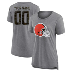 Women's Heritage Custom Name & Number Tri-Blend T-Shirt - Cleveland Browns