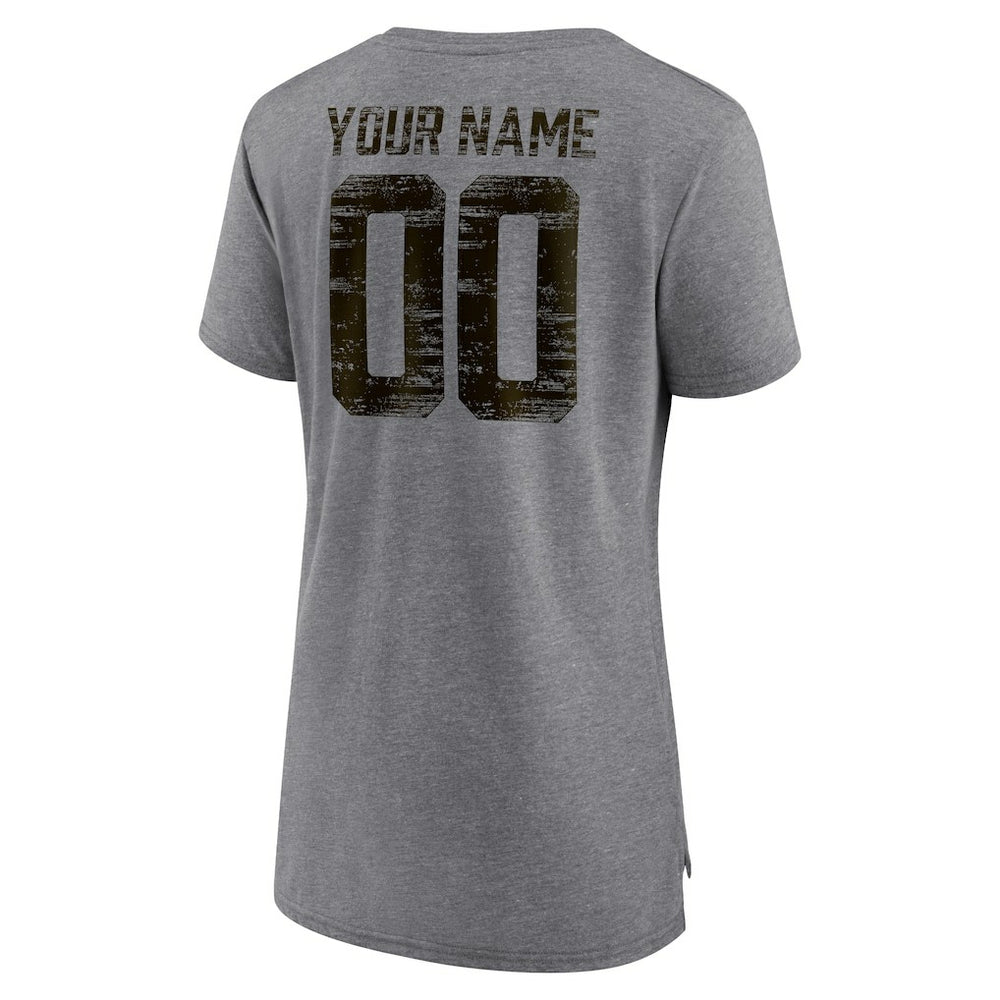 Women's Heritage Custom Name & Number Tri-Blend T-Shirt - Cleveland Browns