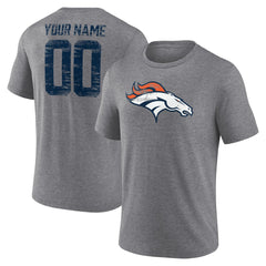 Heritage Custom Name & Number Tri-Blend T-Shirt - Denver Broncos