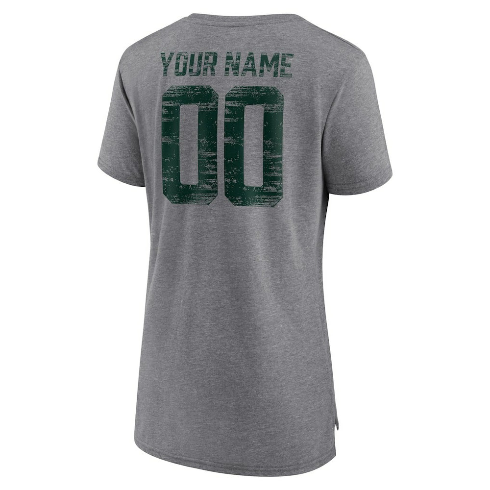 Women's Heritage Custom Name & Number Tri-Blend T-Shirt - Green Bay Packers