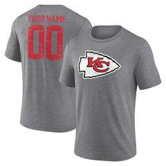 Heritage Custom Name & Number Tri-Blend T-Shirt - Kansas City Chiefs