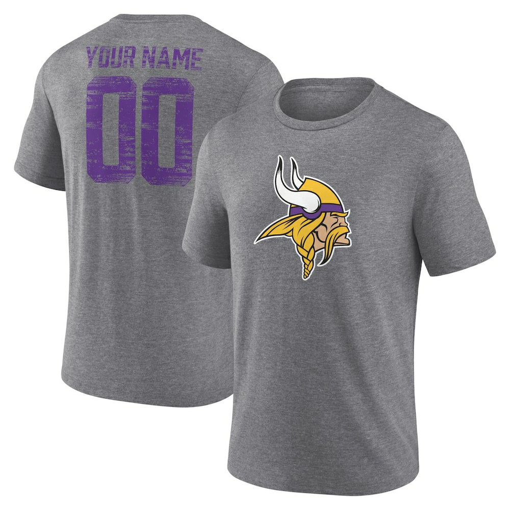 Heritage Custom Name & Number Tri-Blend T-Shirt - Minnesota Vikings