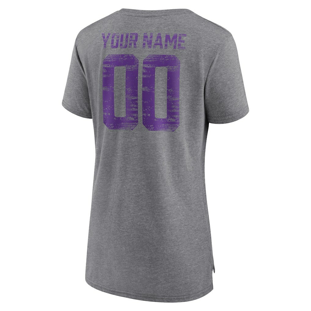 Women's Heritage Custom Name & Number Tri-Blend T-Shirt - Minnesota Vikings