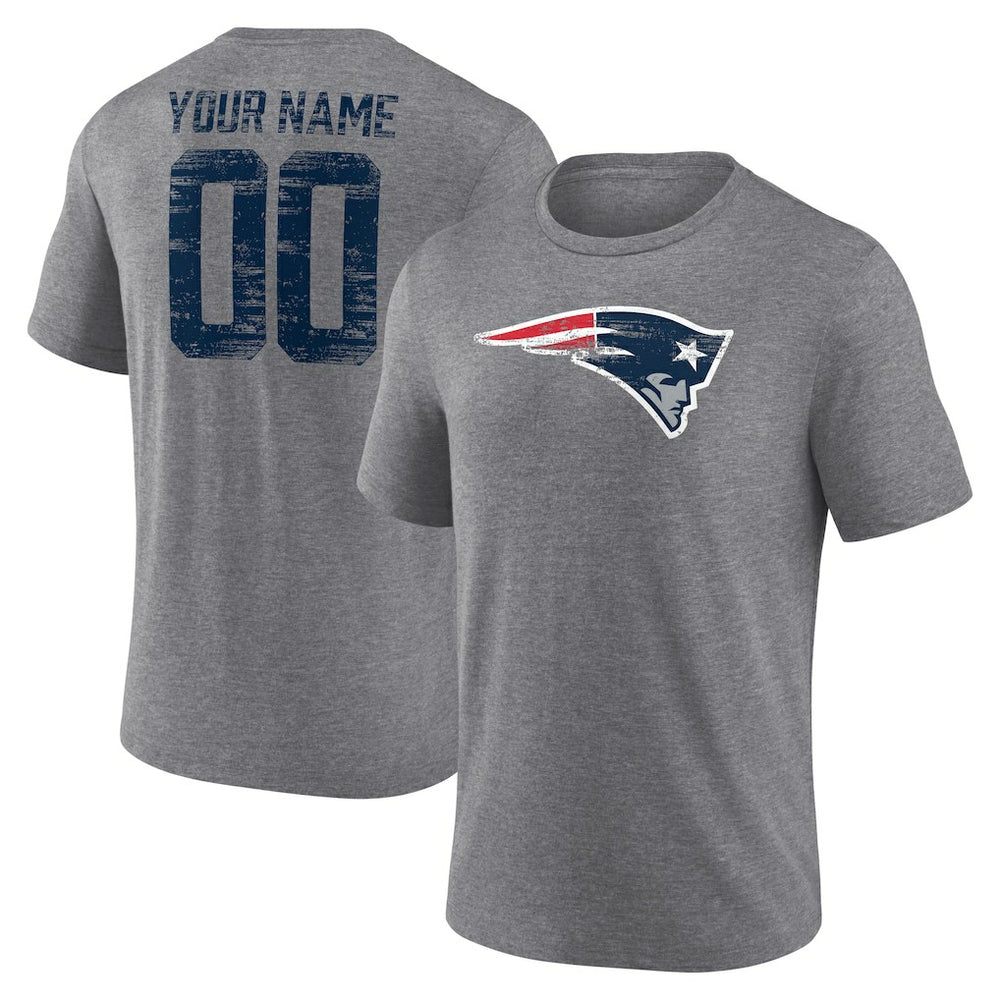 Heritage Custom Name & Number Tri-Blend T-Shirt - New England Patriots