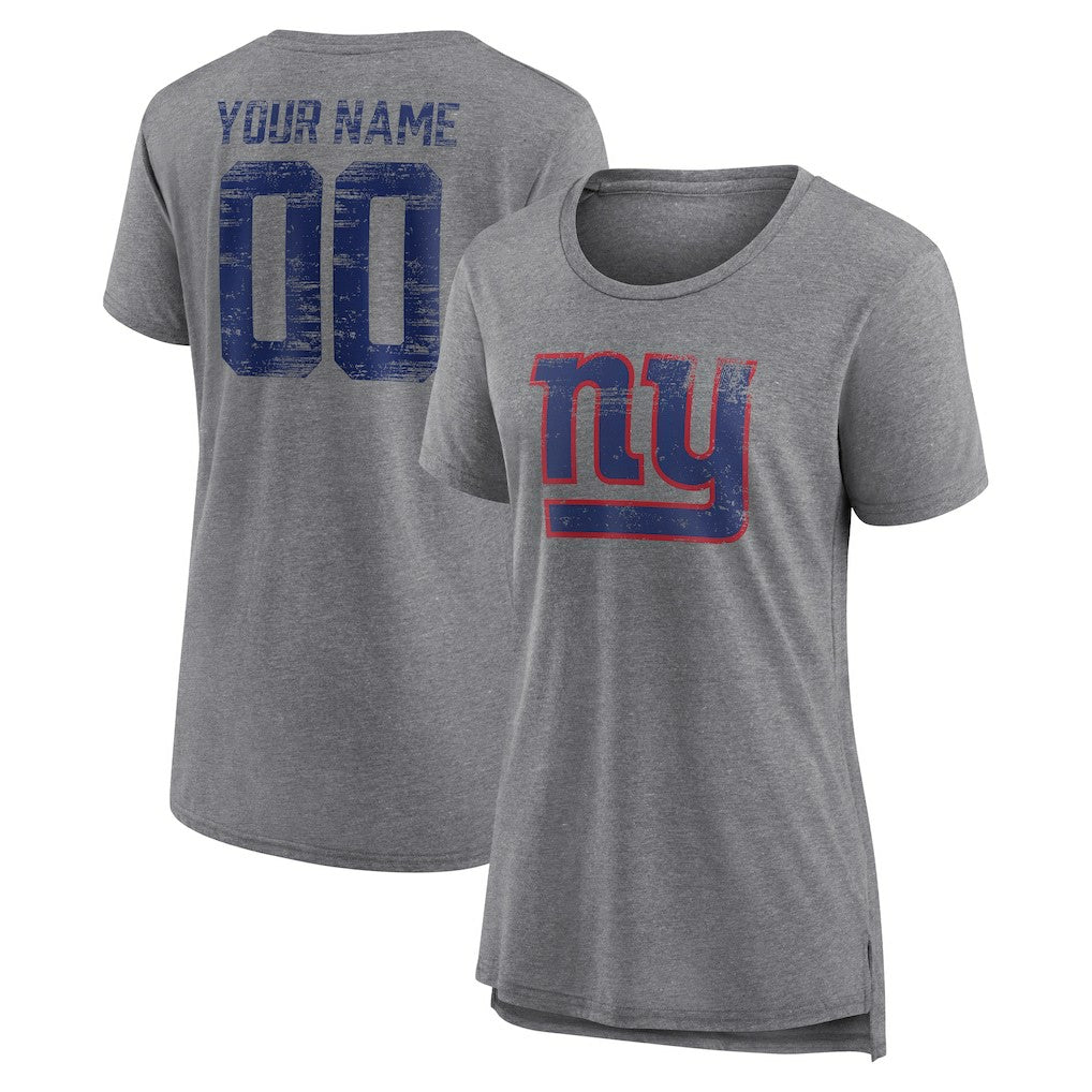 Women's Heritage Custom Name & Number Tri-Blend T-Shirt - New York Giants