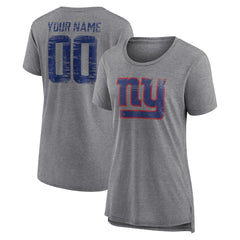 Women's Heritage Custom Name & Number Tri-Blend T-Shirt - New York Giants