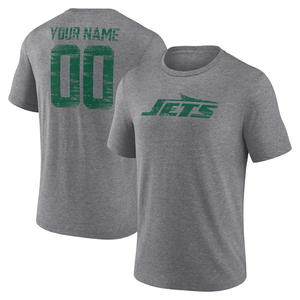 Heritage Custom Name & Number Tri-Blend T-Shirt - New York Jets