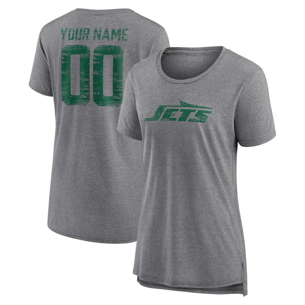 Women's Heritage Custom Name & Number Tri-Blend T-Shirt - New York Jets