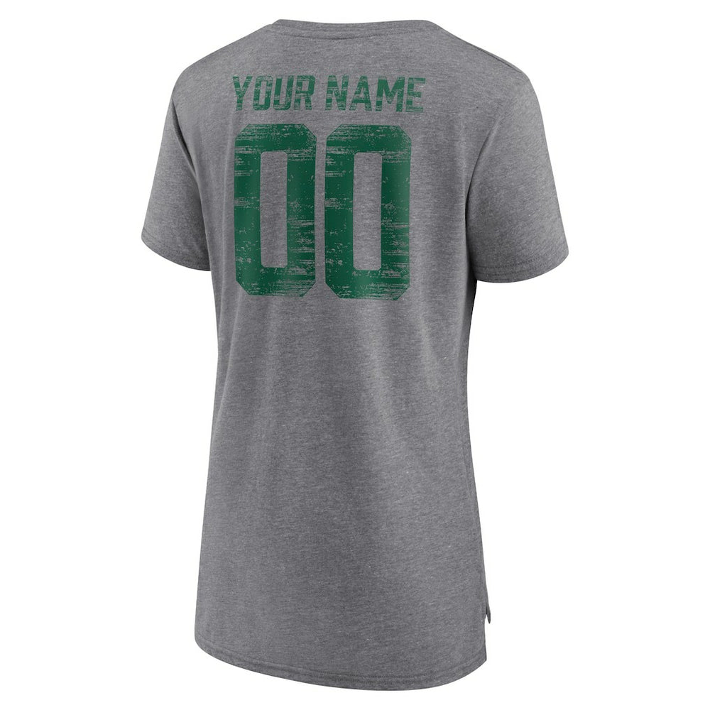 Women's Heritage Custom Name & Number Tri-Blend T-Shirt - New York Jets