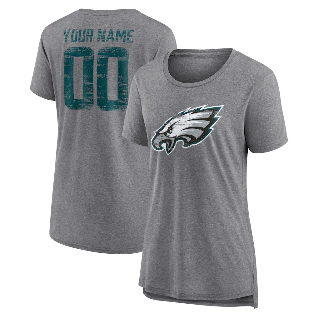 Women's Heritage Custom Name & Number Tri-Blend T-Shirt - Philadelphia Eagles
