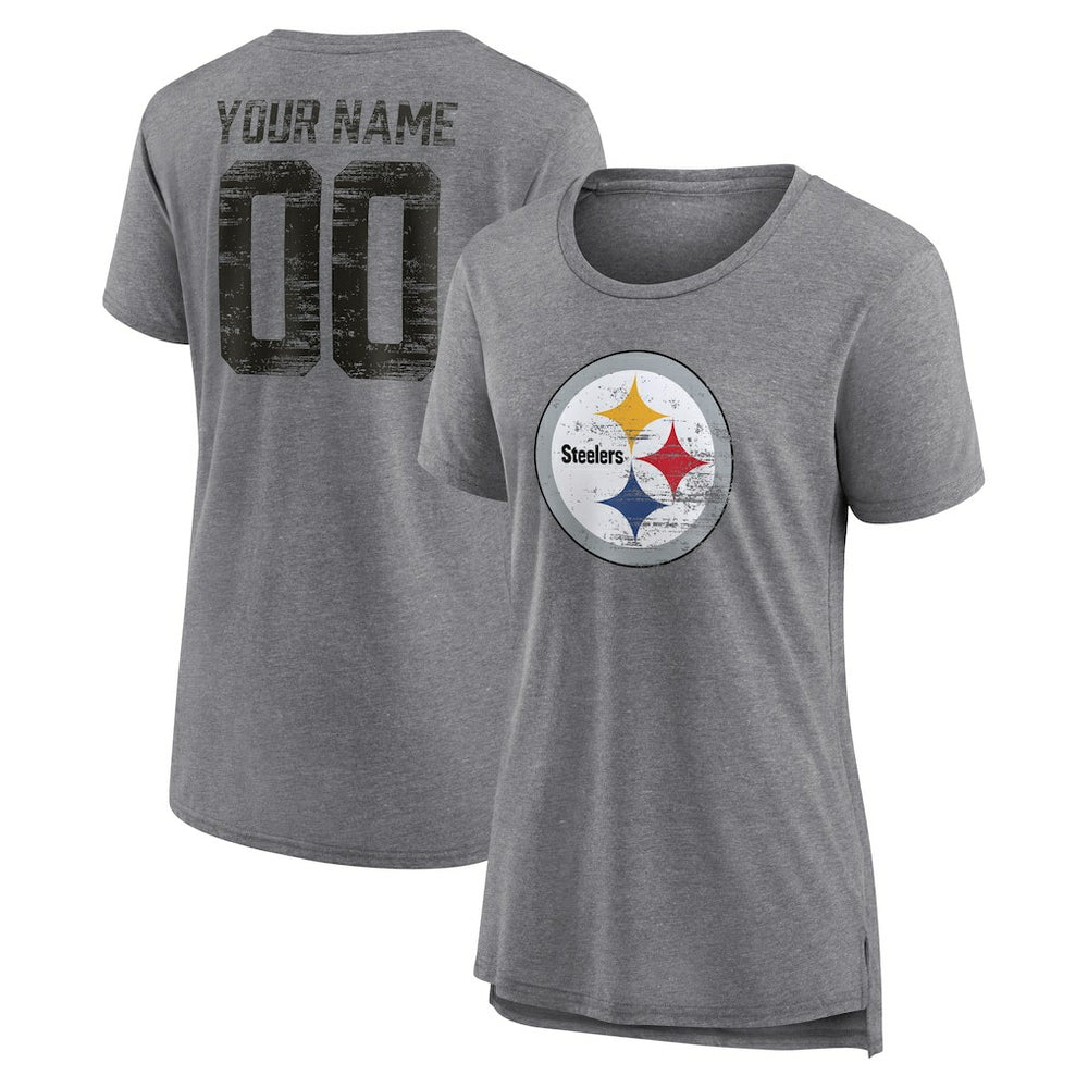 Women's Heritage Custom Name & Number Tri-Blend T-Shirt - Pittsburgh Steelers