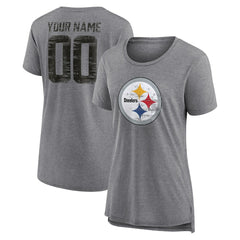 Women's Heritage Custom Name & Number Tri-Blend T-Shirt - Pittsburgh Steelers
