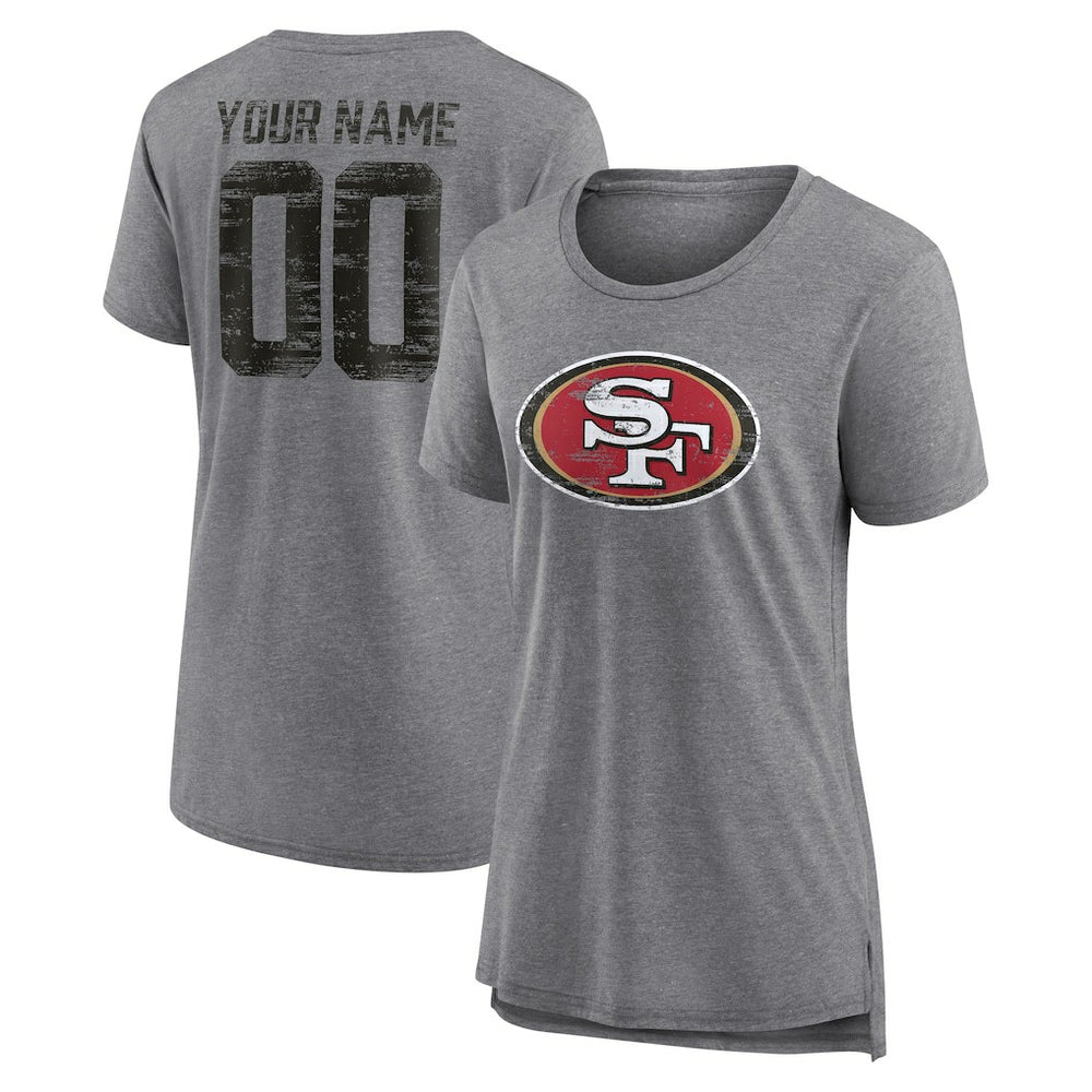 Women's Heritage Custom Name & Number Tri-Blend T-Shirt - San Francisco 49ers