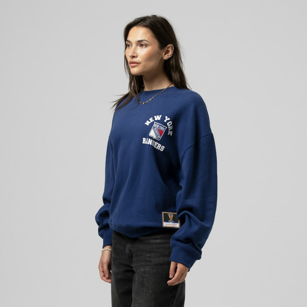 NHL Blue New York Rangers Mitchell & Ness Women's Vintage Crewneck Sweatshirt