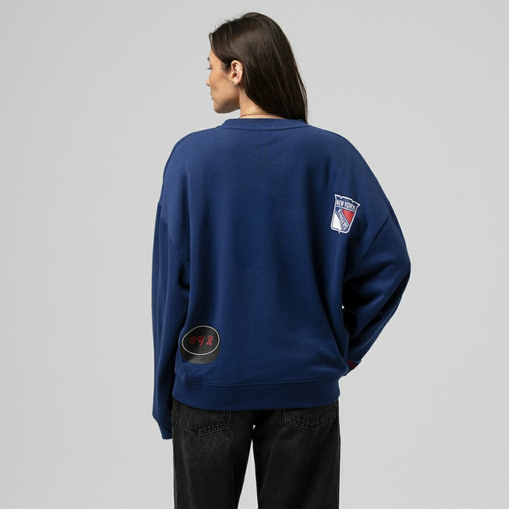 NHL Blue New York Rangers Mitchell & Ness Women's Vintage Crewneck Sweatshirt