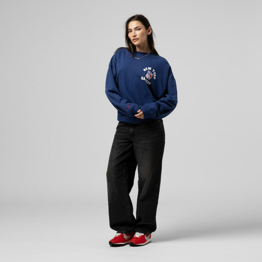 NHL Blue New York Rangers Mitchell & Ness Women's Vintage Crewneck Sweatshirt