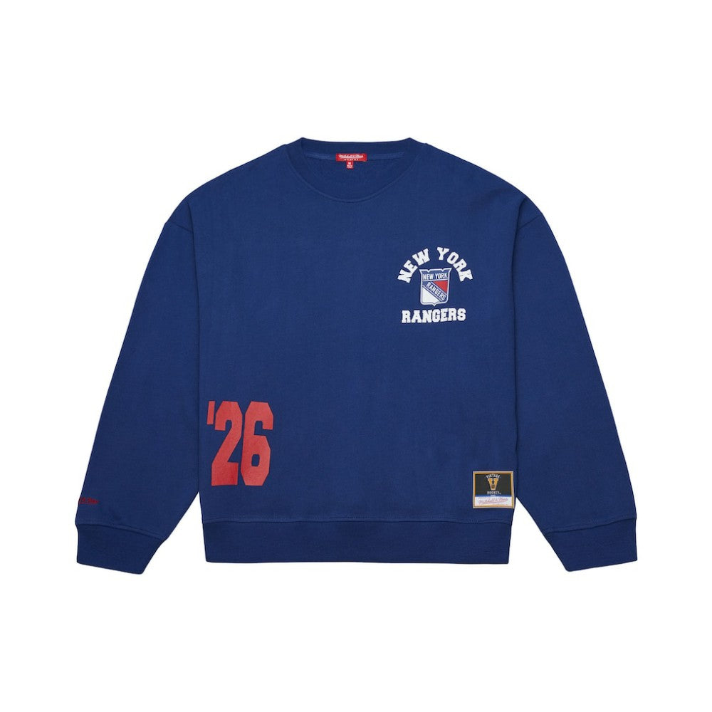 NHL Blue New York Rangers Mitchell & Ness Women's Vintage Crewneck Sweatshirt