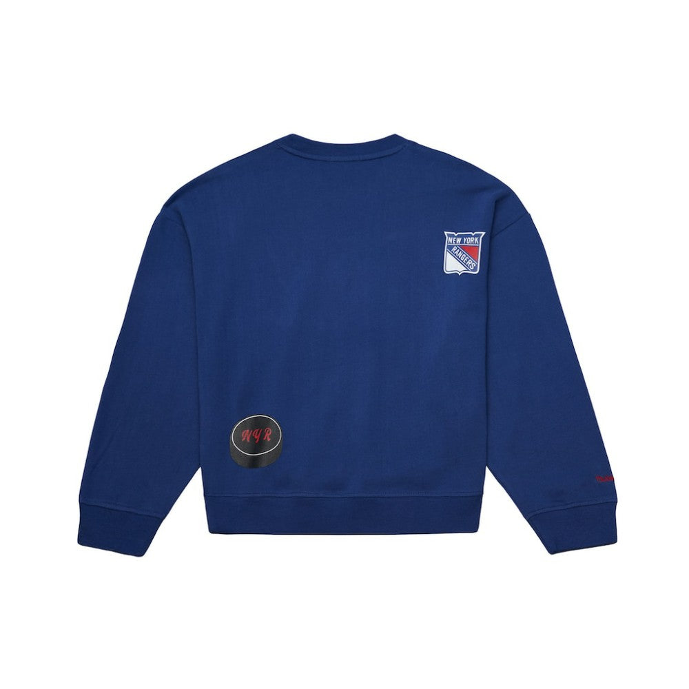 NHL Blue New York Rangers Mitchell & Ness Women's Vintage Crewneck Sweatshirt