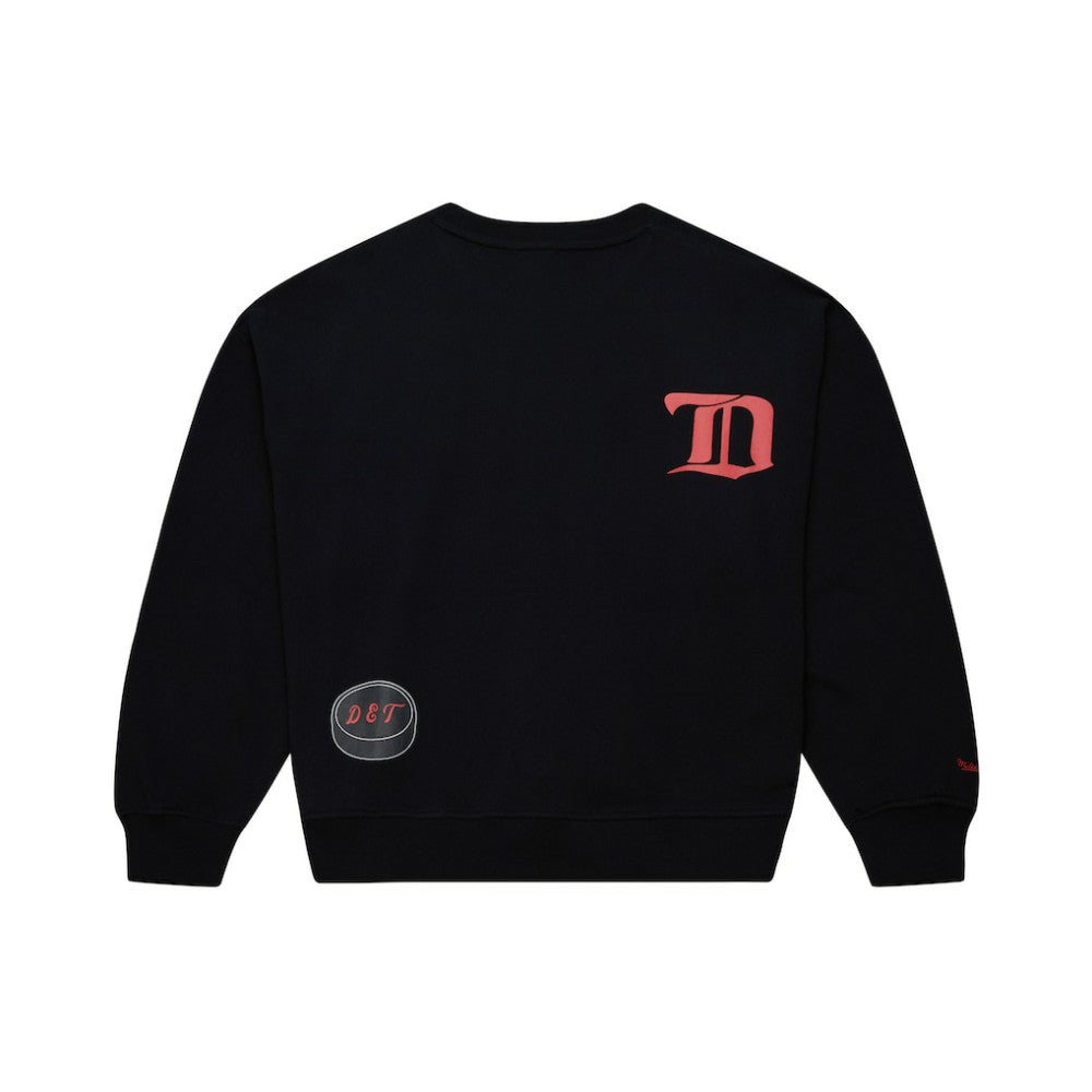 NHL Black Detroit Red Wings Mitchell & Ness Women's Vintage Crewneck Sweatshirt
