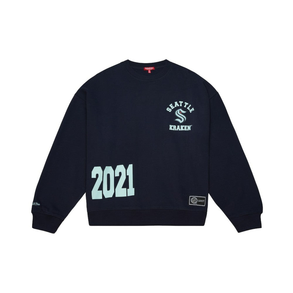 NHL Deep Sea Blue Seattle Kraken Mitchell & Ness Women's Vintage Crewneck Sweatshirt