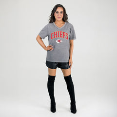 Gameday Couture Women's Relaxed Iconic Edge Rhinestone V-Neck T-Shirt - Kansas City Chiefs
