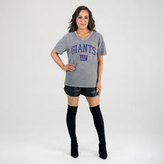Gameday Couture Women's Relaxed Iconic Edge Rhinestone V-Neck T-Shirt - New York Giants