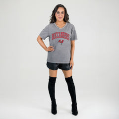 Gameday Couture Women's Relaxed Iconic Edge Rhinestone V-Neck T-Shirt - Tampa Bay Buccaneers