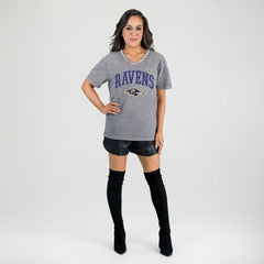 Gameday Couture Women's Relaxed Iconic Edge Rhinestone V-Neck T-Shirt - Baltimore Ravens