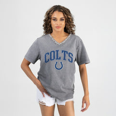 Gameday Couture Women's Relaxed Iconic Edge Rhinestone V-Neck T-Shirt - Indianapolis Colts