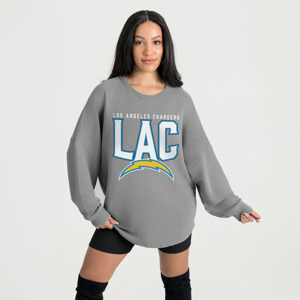 Gameday Couture Women's Oversized Pure Motion Corded Sweatshirt - Los Angeles Chargers