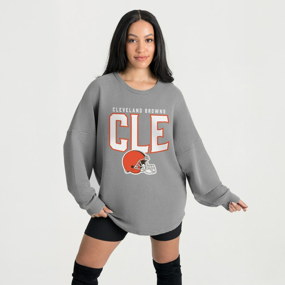 Gameday Couture Women's Oversized Pure Motion Corded Sweatshirt - Cleveland Browns