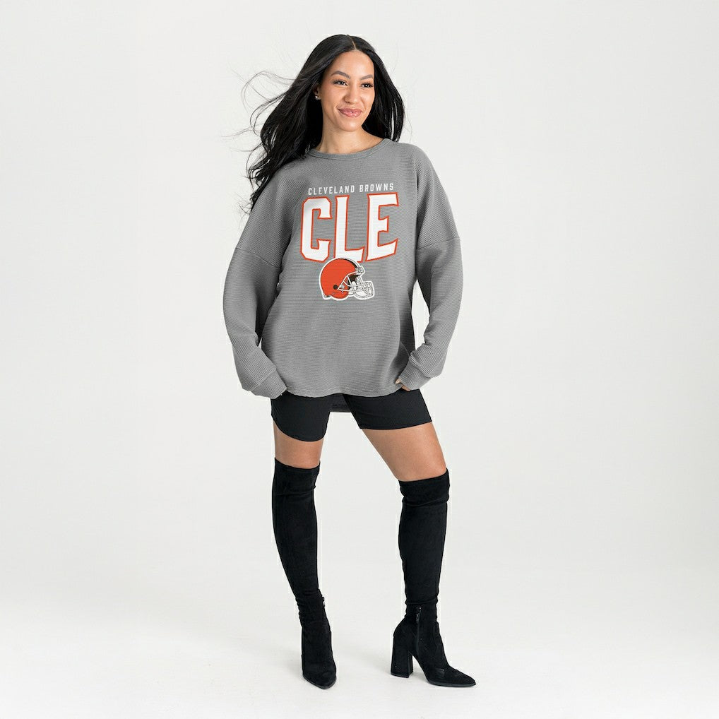Gameday Couture Women's Oversized Pure Motion Corded Sweatshirt - Cleveland Browns