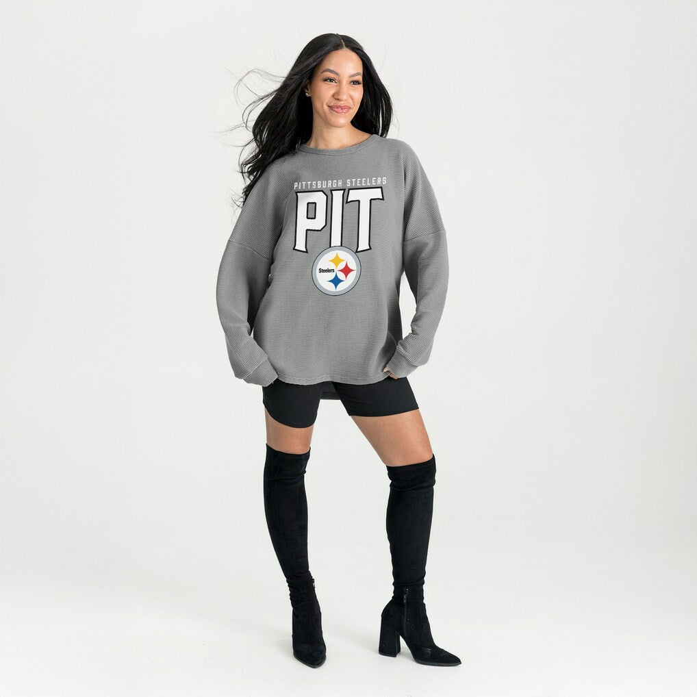Gameday Couture Women's Oversized Pure Motion Corded Sweatshirt - Pittsburgh Steelers