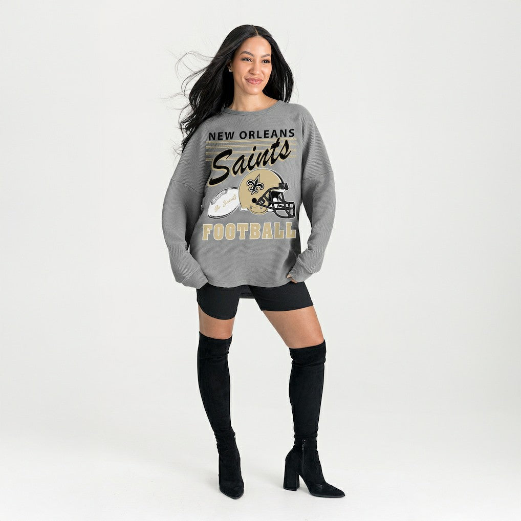 Gameday Couture Women's Oversized Sweet Victory Corded Sweatshirt - New Orleans Saints