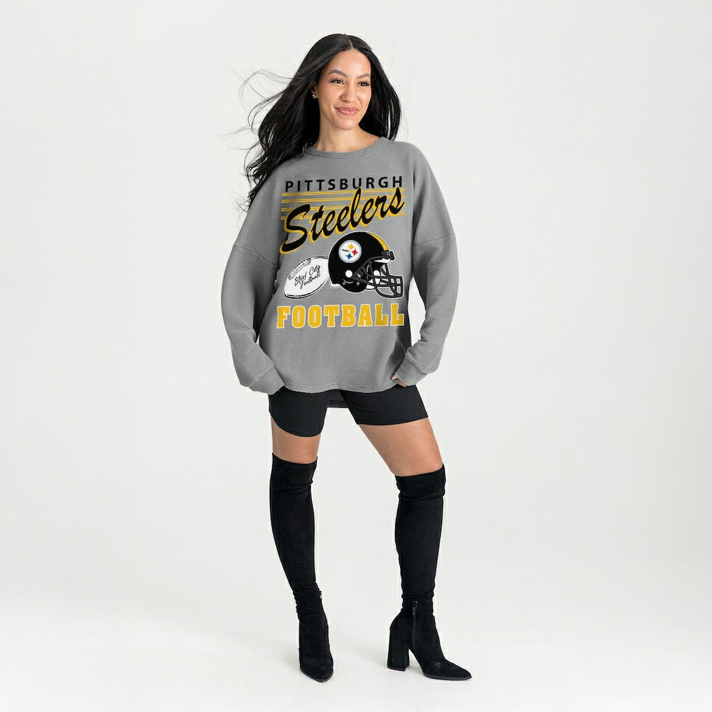 Gameday Couture Women's Oversized Sweet Victory Corded Sweatshirt - Pittsburgh Steelers