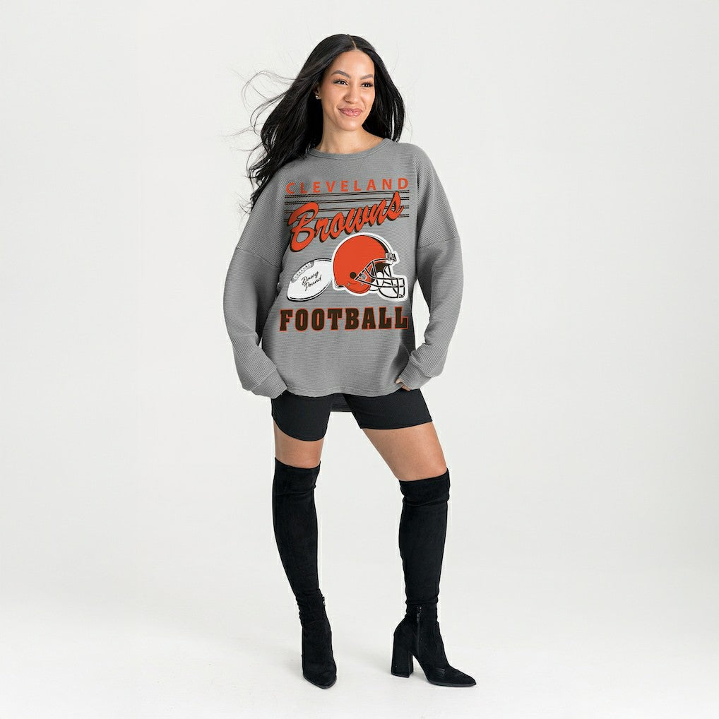 Gameday Couture Women's Oversized Sweet Victory Corded Sweatshirt - Cleveland Browns