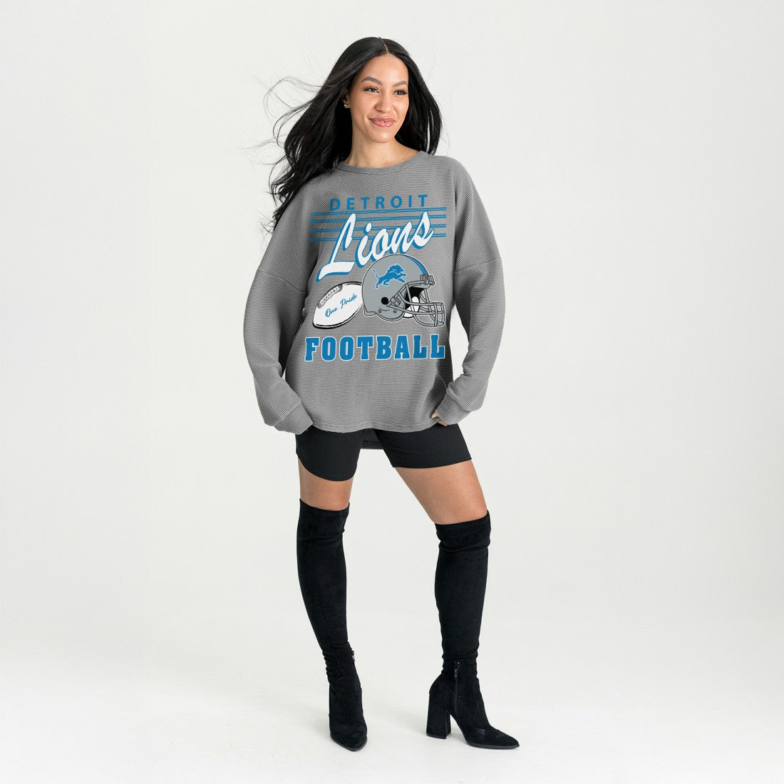 Gameday Couture Women's Oversized Sweet Victory Corded Sweatshirt - Detroit Lions