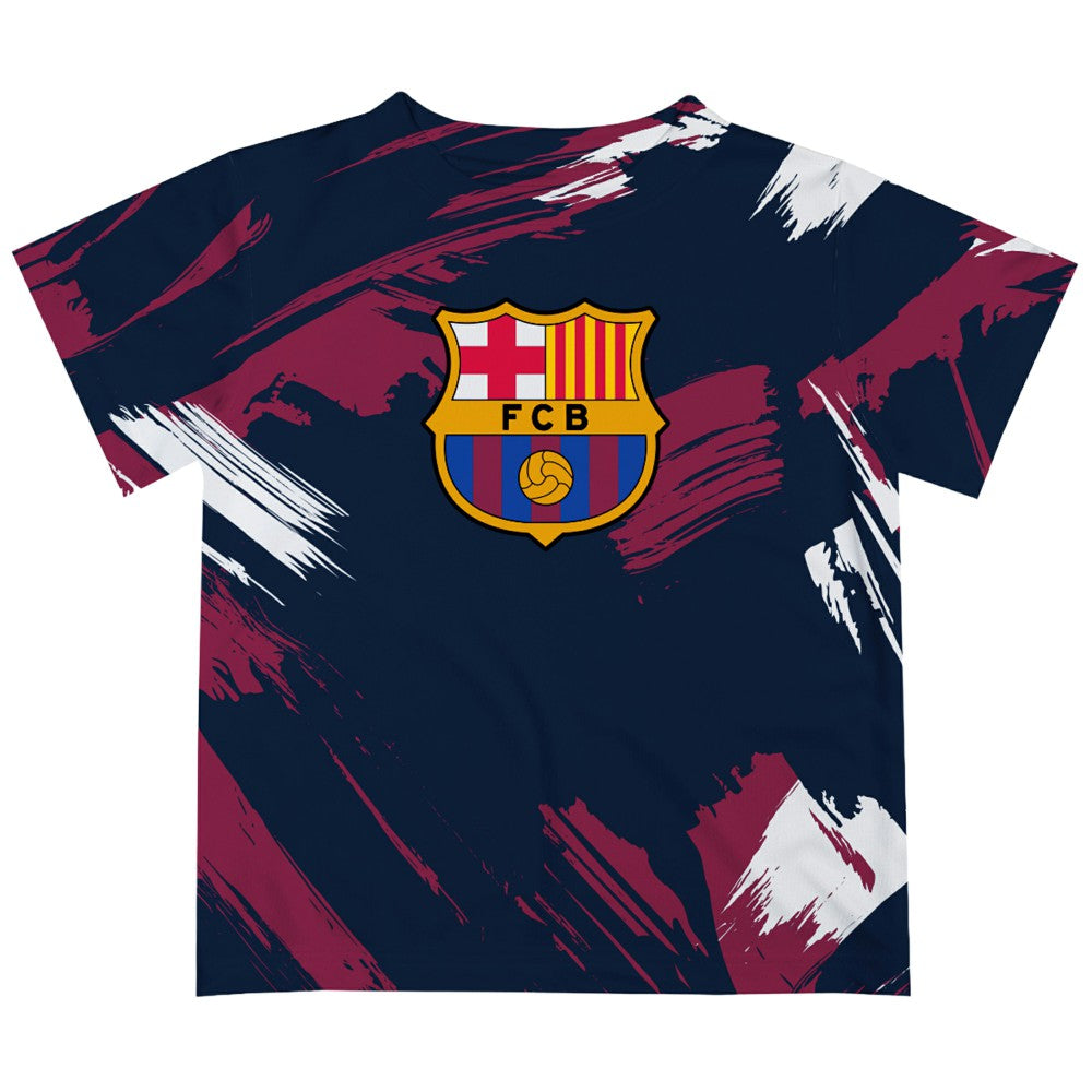 Barcelona Vive La Fete Youth Paint Brush T-Shirt -  Navy