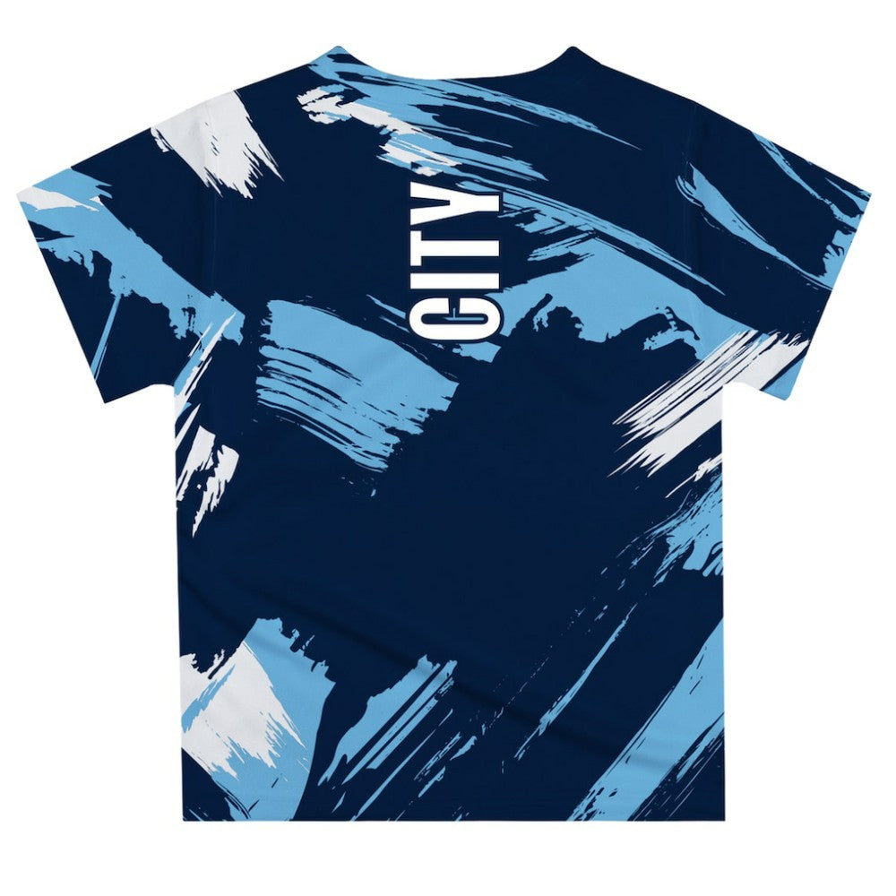 Manchester City Vive La Fete Youth Paint Brush T-Shirt -  Navy
